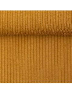 Fine ribbed cotton jersey fabric - Ochre yellow 2