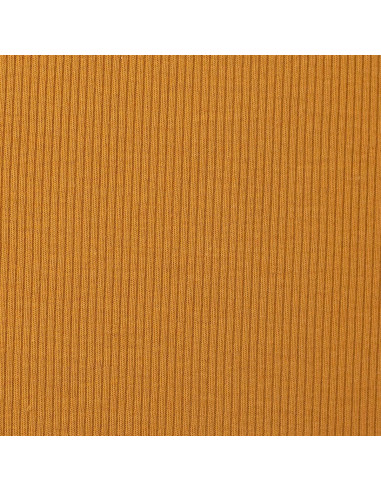 Fine ribbed cotton jersey fabric - Ochre yellow