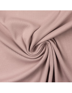 Ribbed fine knit cotton jersey fabric - Old rose
