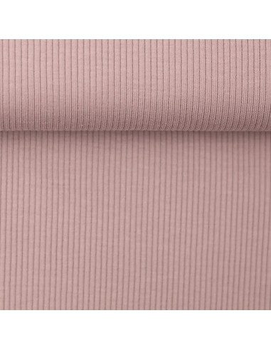 Ribbed fine knit cotton jersey fabric - Old rose