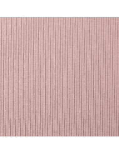 Ribbed fine knit cotton jersey fabric - Old rose