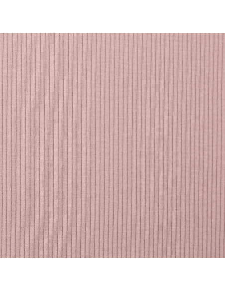 Ribbed fine knit cotton jersey fabric - Old rose