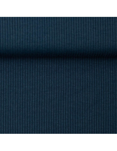 Fine ribbed cotton jersey fabric - Petrol blue