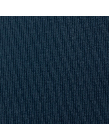 Fine ribbed cotton jersey fabric - Petrol blue
