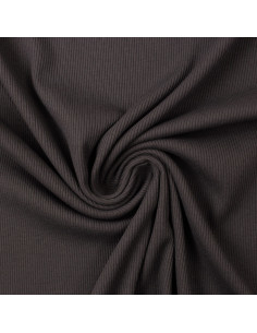 Fine ribbed cotton jersey fabric - Anthracite gray