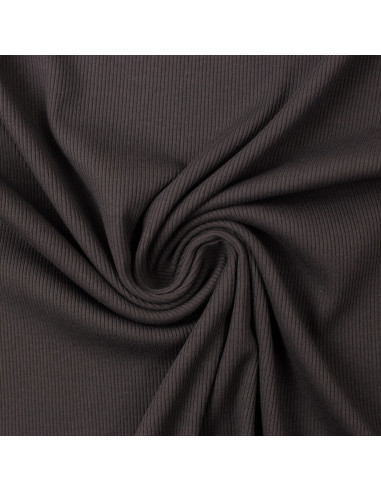 Fine ribbed cotton jersey fabric - Anthracite gray