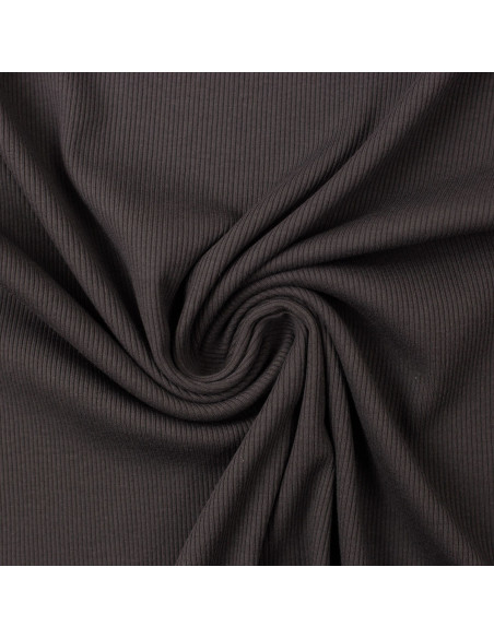 Fine ribbed cotton jersey fabric - Anthracite gray