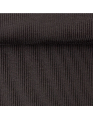 Fine ribbed cotton jersey fabric - Anthracite gray