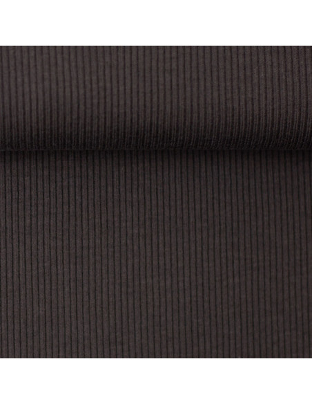 Fine ribbed cotton jersey fabric - Anthracite gray