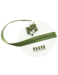 10-meter roll of nylon zipper - Olive green