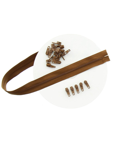 10-meter roll of nylon zipper - Light brown
