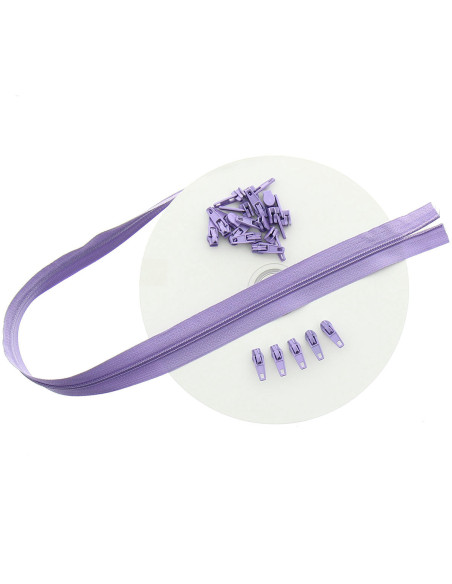 10-meter roll of nylon zipper - Lilac