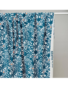 Flowery Viscose Crepe Fabric - Ocean Blue