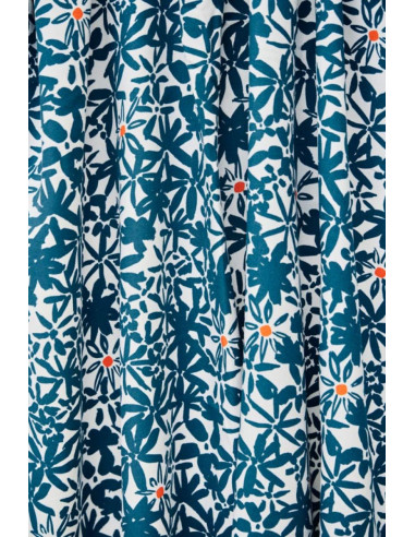 Flowery Viscose Crepe Fabric - Ocean Blue