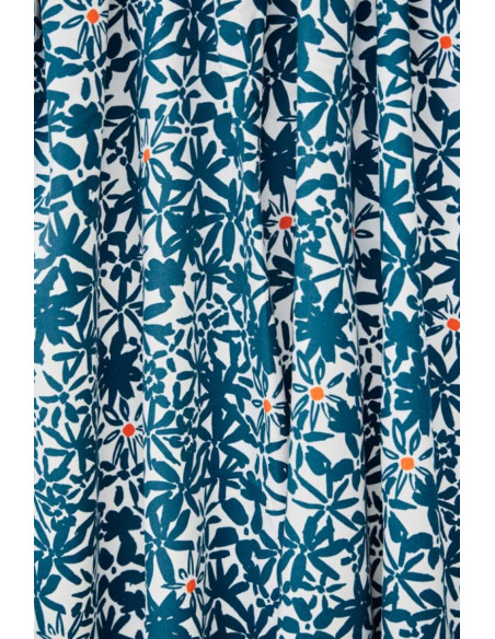 Flowery Viscose Crepe Fabric - Ocean Blue