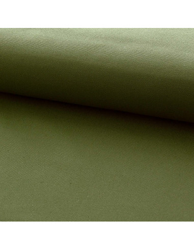 Moss green half-basket weave cotton canvas fabric