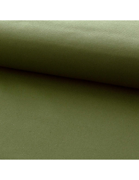 Moss green half-basket weave cotton canvas fabric