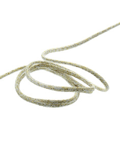 5 mm lurex cord - White and gold