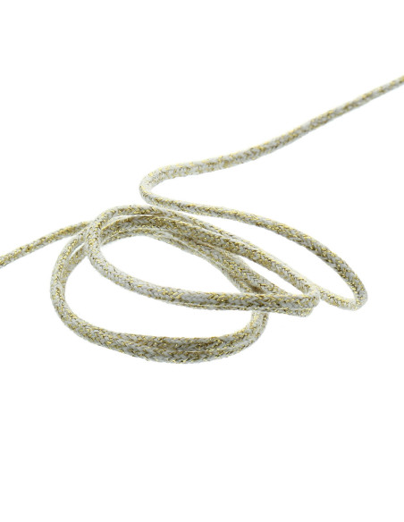5 mm lurex cord - White and gold