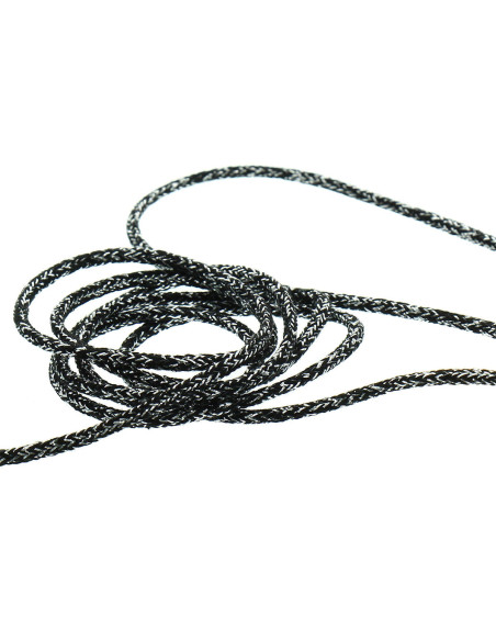 5 mm lurex cord - Black and silver