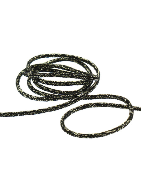 5 mm lurex cord - Black and gold