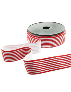 Fancy elastic with fine stripes 40 mm - Red