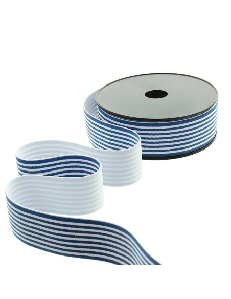 Fancy elastic with fine stripes 40 mm - Blue