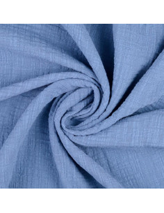 Vintage double gauze cotton fabric - Denim blue
