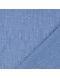 Vintage double gauze cotton fabric - Denim blue 2