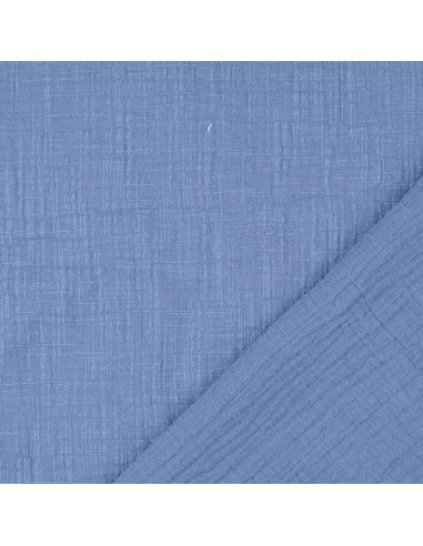 Vintage double gauze cotton fabric - Denim blue