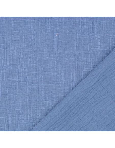 Vintage double gauze cotton fabric - Denim blue