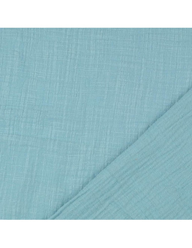 Vintage double gauze cotton fabric - Turquoise