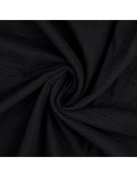 Vintage double gauze cotton fabric - Black