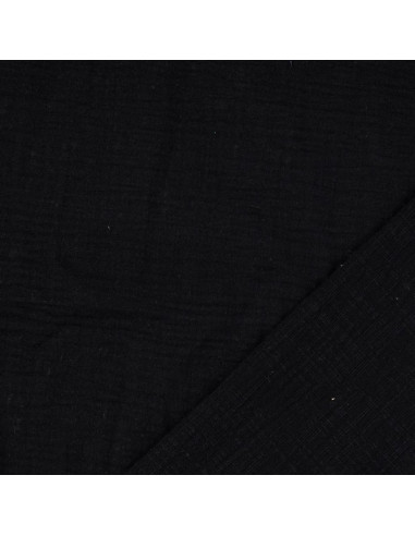 Vintage double gauze cotton fabric - Black