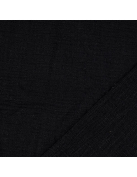 Vintage double gauze cotton fabric - Black