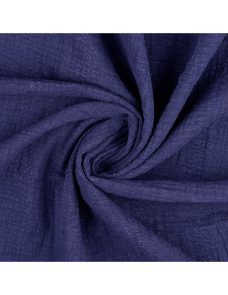 Vintage double gauze cotton fabric - Navy blue