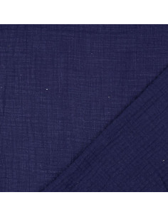 Vintage double gauze cotton fabric - Navy blue 2