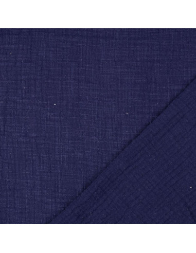 Vintage double gauze cotton fabric - Navy blue
