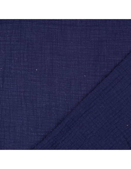 Vintage double gauze cotton fabric - Navy blue