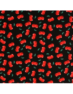Cotton poplin fabric - Cherries on black background