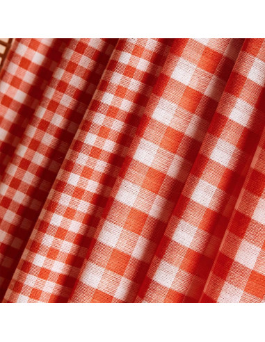 Off-White Tangerine Gingham Double Gauze Fabric - Atelier Brunette
