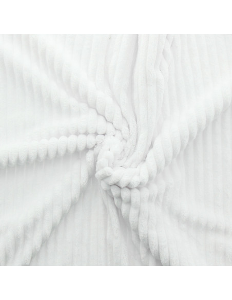 White wide-ribbed minky fabric