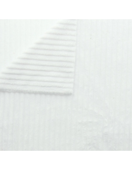 White wide-ribbed minky fabric