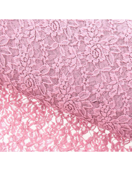 Stretch lace fabric Glamour - Old pink