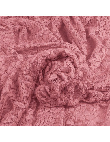 Stretch lace fabric Glamour - Old pink