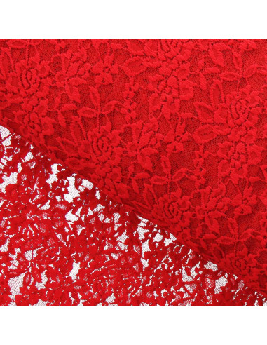 Stretch lace fabric Glamour - Red