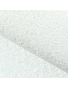 Stretch lace fabric Glamour - White