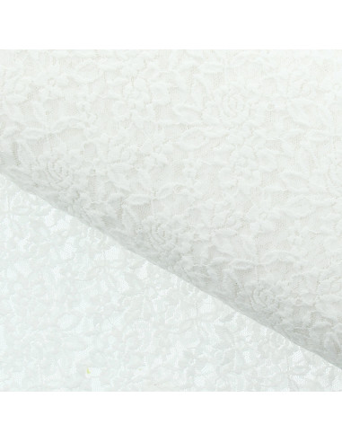 Stretch lace fabric Glamour - White