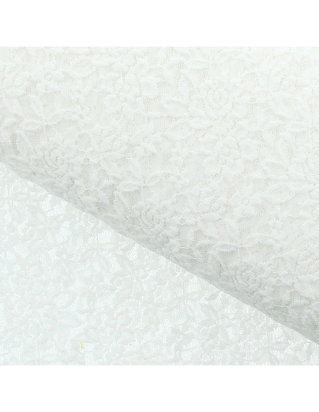 Stretch lace fabric Glamour - White