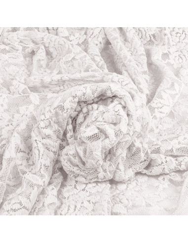 Stretch lace fabric Glamour - White